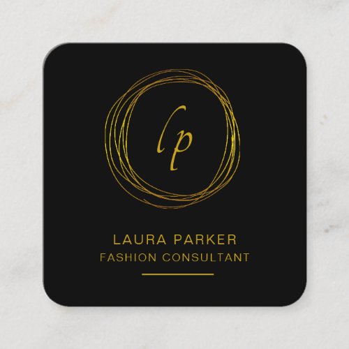 Abstract Gold Faux Modern Minimal Confetti Square Business Card