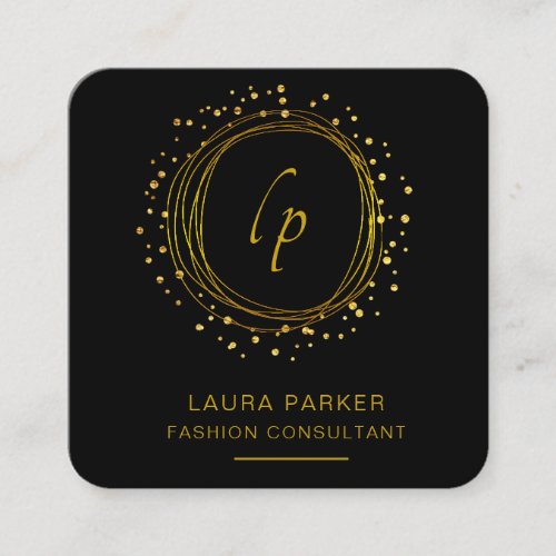 Abstract Gold Faux Modern Minimal Confetti Square Business Card