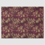 Abstract Gold Flowers on Red Decoupage Tissue Paper