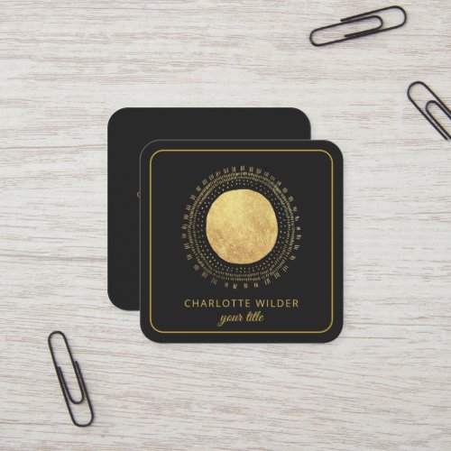 Abstract Gold Foil Circle Square Black Square Busi Square Business Card