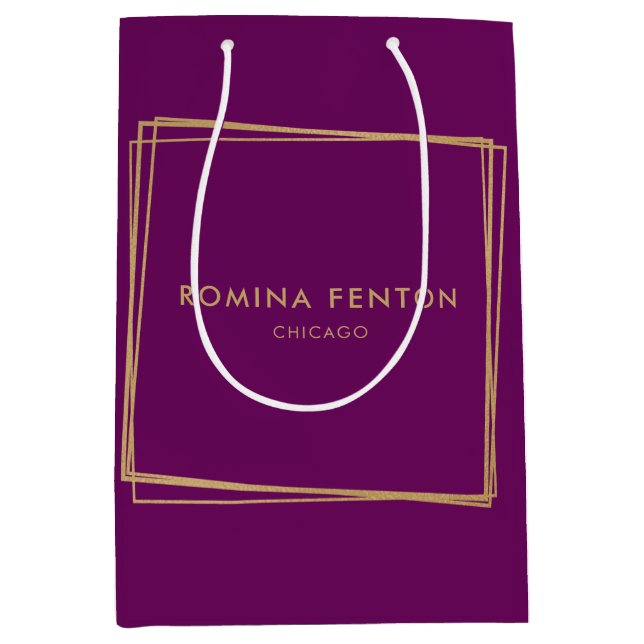 Abstract Gold Foil Frames Modern Professional Medium Gift Bag (Front)