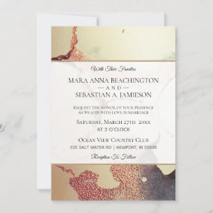 *~* Abstract Gold Foil Glitter Elegant Wedding Invitation