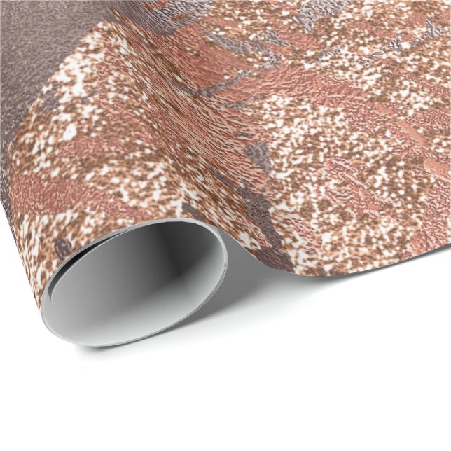 Abstract Gold Foil Metallic Rose Copper Bronze Wrapping Paper (Roll Corner)