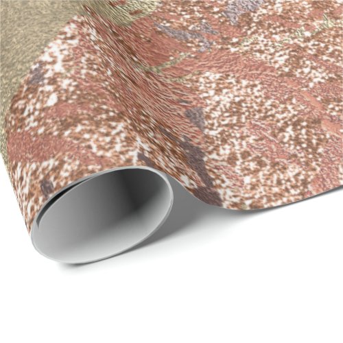 Abstract Gold Foil Metallic Rose Copper Strokes Wrapping Paper