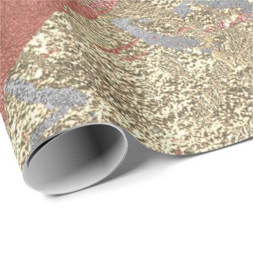 Abstract Gold Foil Metallic Stroke Rose Gold Gray Wrapping Paper