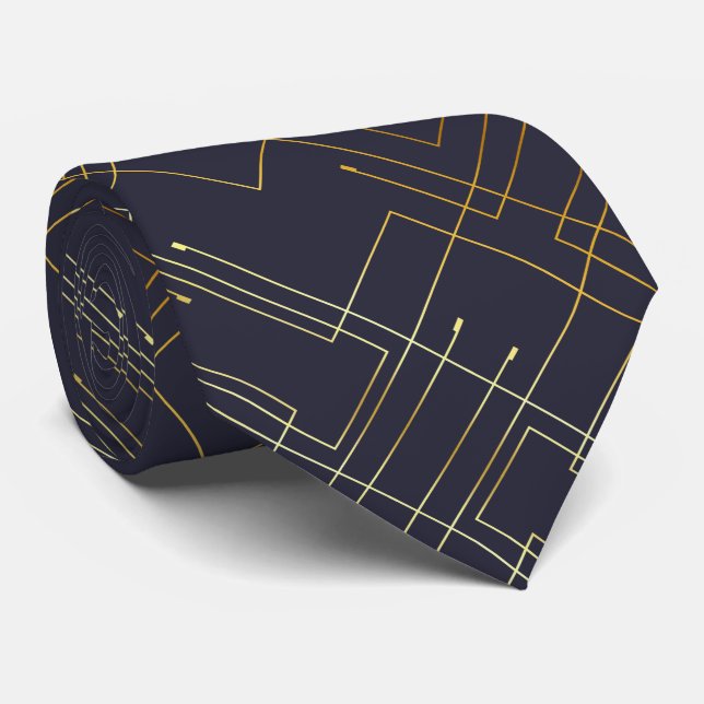 Abstract Gold Foil Neck Tie (Rolled)