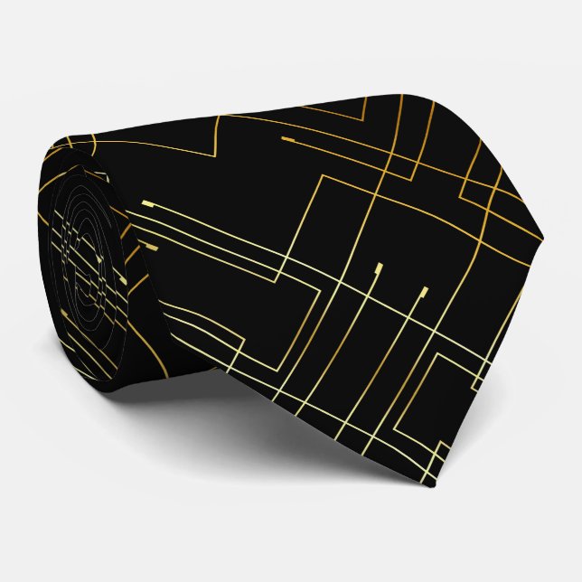Abstract Gold Foil Neck Tie (Rolled)