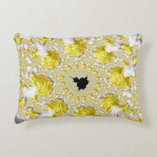 Abstract Gold Fractal Accent Pillow