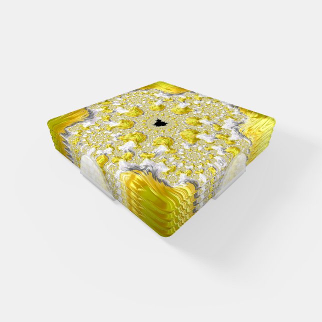 Abstract Gold Fractal Coaster Set (Set)