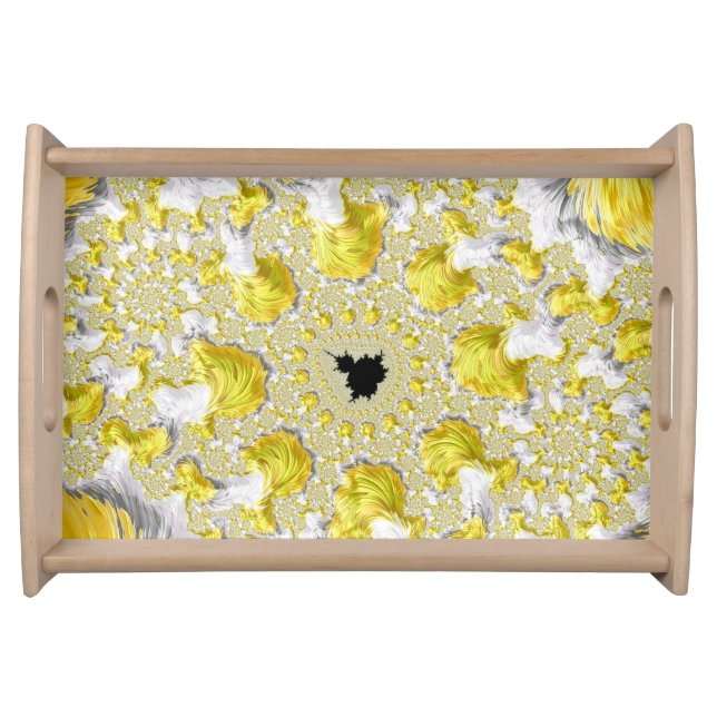 Abstract Gold Fractal Serving Tray (Front)