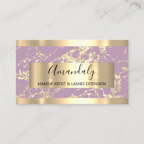 Abstract Gold Frame Modern Marble Pink Lavender Business Card