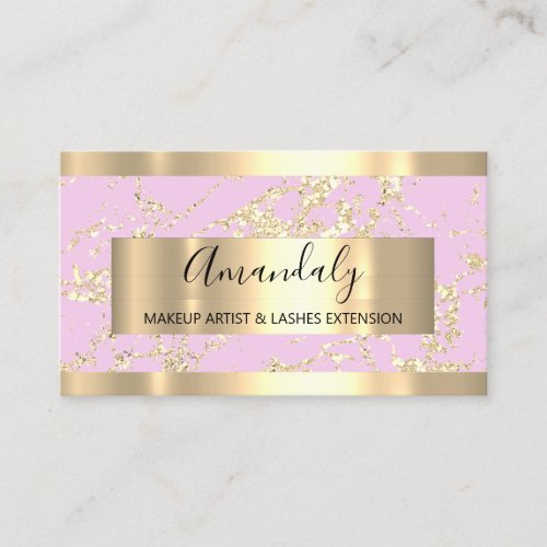 Abstract Gold Frame Modern Marble Pink Pastel Business Card