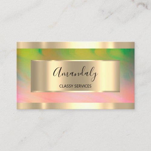 Abstract Gold Framed Elegant Makeup Pink Business Card