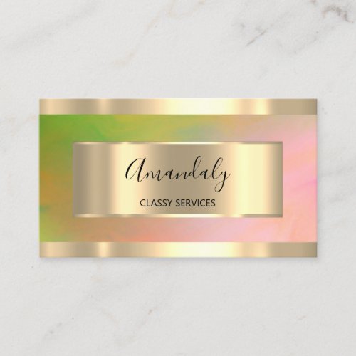 Abstract Gold Framed Elegant Professional Pink Business Card