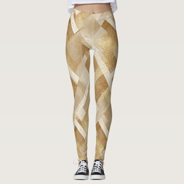 Abstract Gold Geometric Pattern with Metallic Leggings (Front)