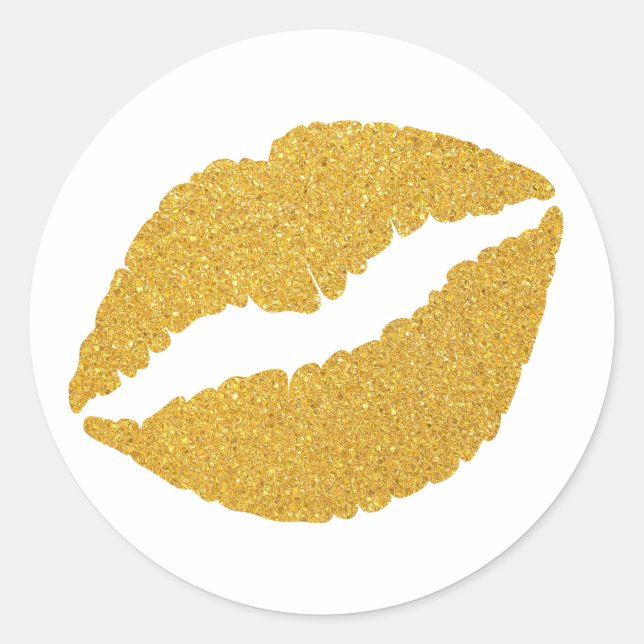 Abstract Gold Glitter Lipstick Classic Round Sticker (Front)