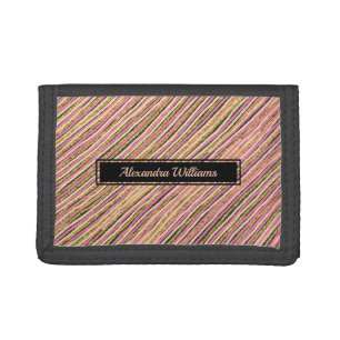 Abstract Gold Glitter Stripes Personalized Trifold Wallet