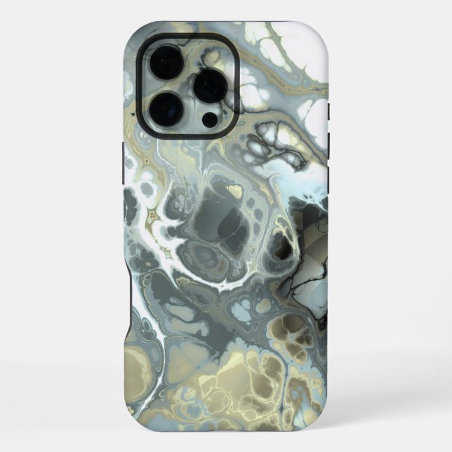 Abstract Gold & Gray Marble Stone Fluid Texture Iphone Case (Back)