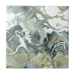 Abstract Gold & Gray Marble Stone Fluid Texture Tile