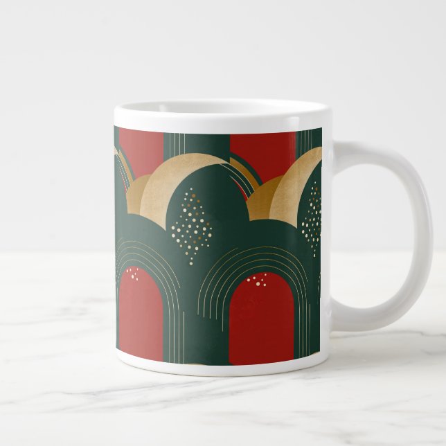 Abstract Gold Green and Red Giant Coffee Mug (Right)