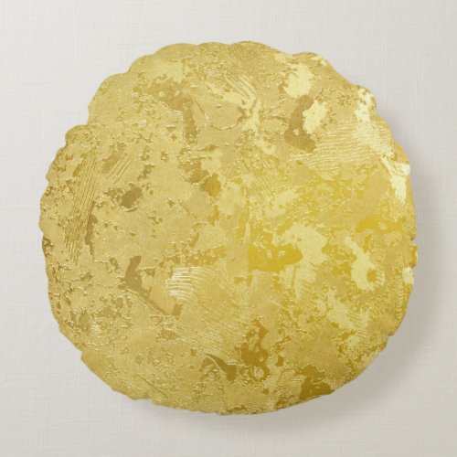 Abstract Gold Grunge Texture Background Round Pillow