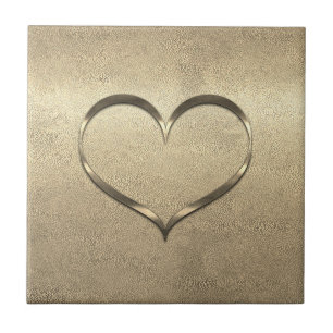 Abstract Gold Heart Tile