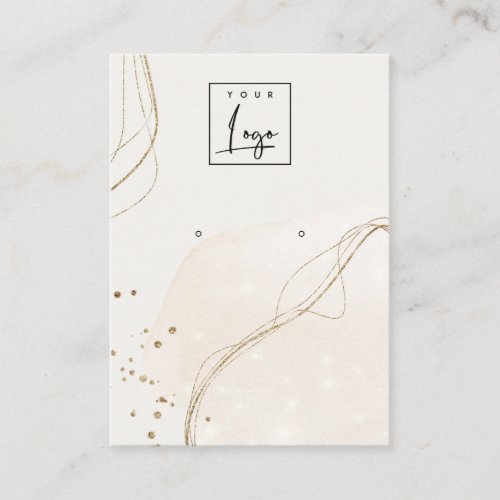 Abstract Gold Ivory Stud Earring Logo Display Business Card