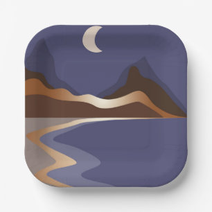 Abstract gold landscape paper plates