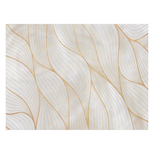 Abstract Gold Leaves Artwork | Tablecloth (Front (Horizontal))