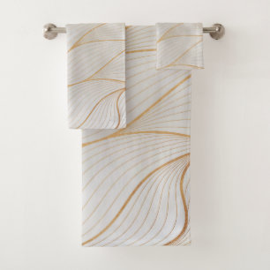 Abstract Gold Leaves Artwork Towel Set