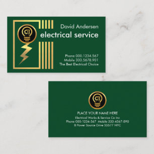 Abstract Gold Lightning Conductor Business Card