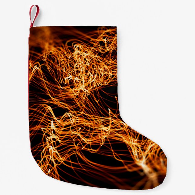 Abstract gold lights small christmas stocking (Front)