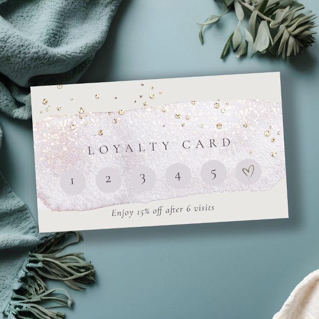 Abstract Gold Lilac Brush Stoke 6 Punch Loyalty Business Card (Creator Uploaded)