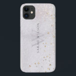 Abstract Gold Lilac Brush Stoke Monogram Glitter iPhone 11 Case<br><div class="desc">If you need any further customisation please feel free to message me on yellowfebstudio@gmail.com.</div>