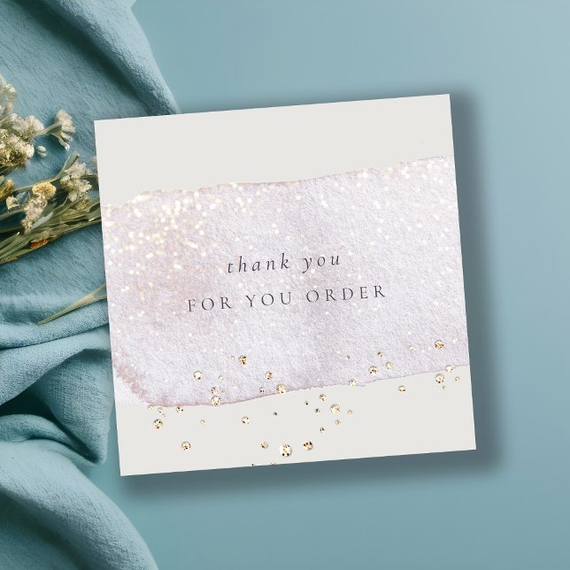 Abstract Gold Lilac Brush Stoke Thank You Order Square Business Card (Creator Uploaded)