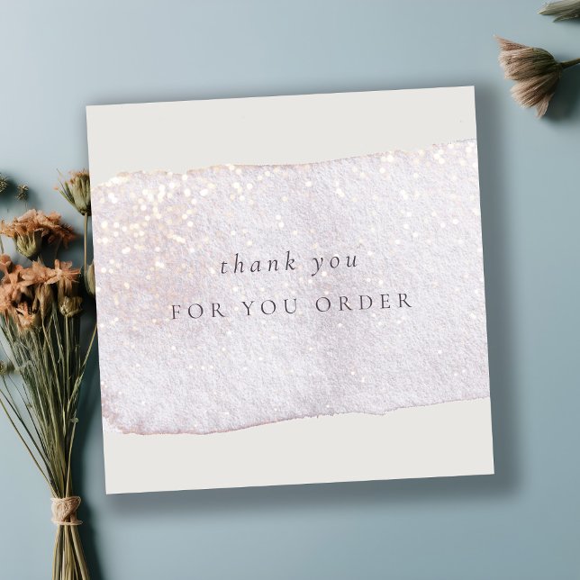 Abstract Gold Lilac Brush Stoke Thank You Order Square Business Card (Creator Uploaded)