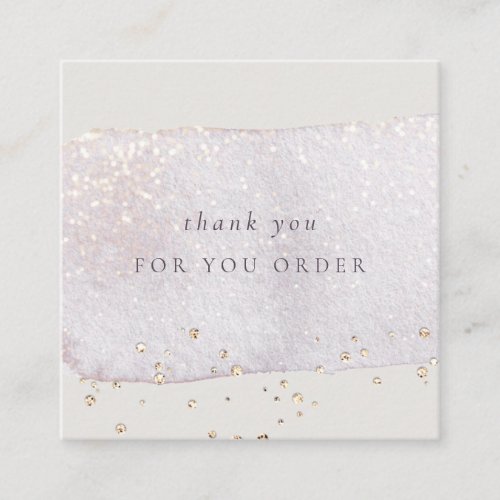 Abstract Gold Lilac Brush Stoke Thank You Order Square Business Card