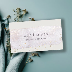 Abstract Gold Lilac Brush Stoke Watercolor Glitter Business Card