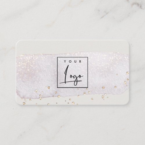 Abstract Gold Lilac Brush Stoke Watercolor Logo Business Card