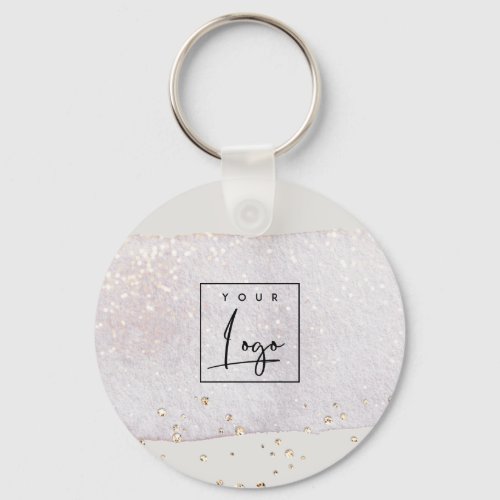 Abstract Gold Lilac Brush Stoke Watercolor Logo Keychain