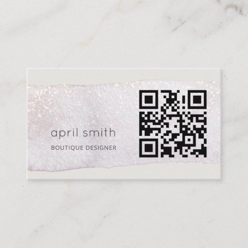 Abstract Gold Lilac Brush Stoke Watercolor QR Code Business Card