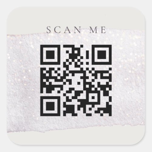 Abstract Gold Lilac Brush Stoke Watercolor QR Code Square Sticker