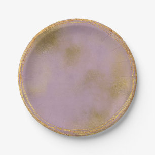 Abstract Gold Lilac Purple Glass Party Vip Paper Plates