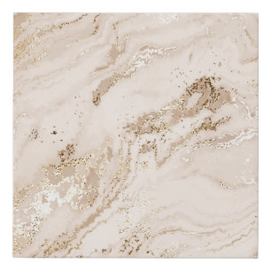 Abstract gold marble with glitter waves faux canvas print