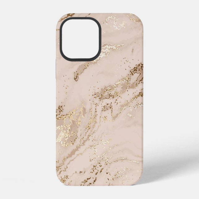 Abstract gold marble with glitter waves iphone case (Back)
