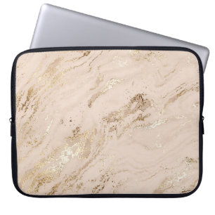 Abstract gold marble with glitter waves laptop sleeve