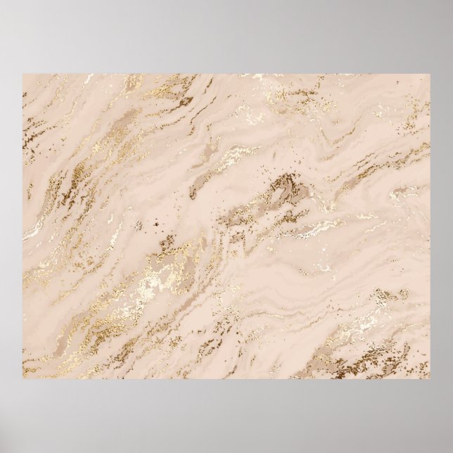 Abstract gold marble with glitter waves poster (Front)
