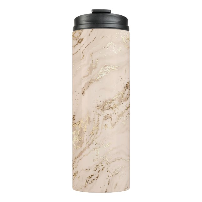 Abstract gold marble with glitter waves thermal tumbler (Front)