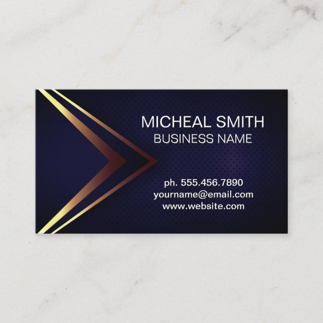 Abstract Gold Metallic Blue Texture Background Business Card (Front)