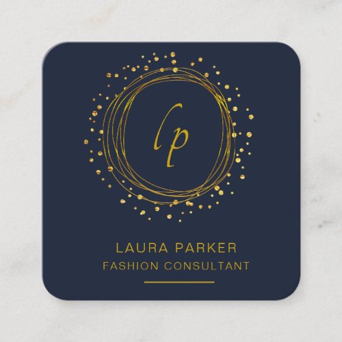 Abstract Gold Modern Minimal Faux Confetti Square Business Card